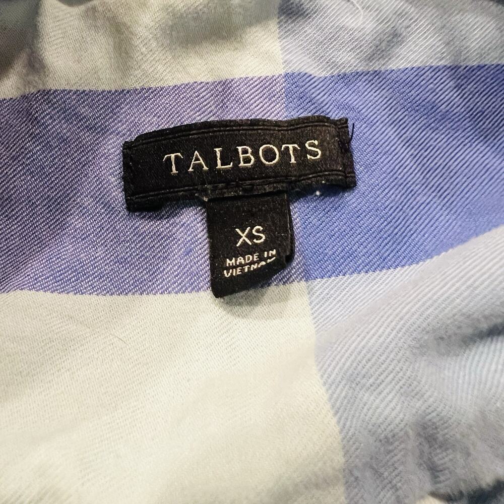 Talbots Top Womens XS Blue Gray Plaid Long Sleeve Button Casual (A0127) - Picture 5 of 6